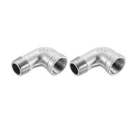 sourcing map 2 Pcs 3/8" PT Male x Female 90 Degree Elbow Stainless Steel Water Pipe Fittings Air Hose PVC Tube Cast