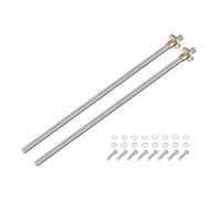sourcing map 2 Pcs 300mm / 12 Inch Tr8x4 Stainless Steel Lead Screw with T8 Brass Nut - [ Acme Thread, 2mm Pitch, 8mm Lead ] for 3D Printer Z Axis, CNC Machine