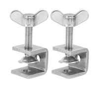 sourcing map 2 Pcs 304 Stainless Steel C Clamps 20mm Square Mini Tiger Clamp Adjustable Heavy Duty Metal U Clip with Press Screw for Woodworking Welding Mounting, Silver