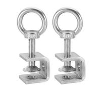 sourcing map 2 Pcs 304 Stainless Steel C Clamps 20mm Square Mini Tiger Clamp Adjustable Heavy Duty Metal U Clip with Eye Hook Screw for Woodworking Welding Mounting, Silver