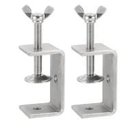 sourcing map 2 Pcs 304 Stainless Steel C Clamps 55mm Square Mini Tiger Clamp Adjustable Heavy Duty Metal U Clip with Butterfly Screws for Woodworking Welding Mounting, Silver