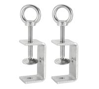 sourcing map 2 Pcs 304 Stainless Steel C Clamps 55mm Square Mini Tiger Clamp Adjustable Heavy Duty Metal U Clip with Eye Hook Screw for Woodworking Welding Mounting, Silver