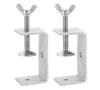 sourcing map 2 Pcs 304 Stainless Steel C Clamps 65mm Square Mini Tiger Clamp Adjustable Heavy Duty Metal U Clip with Butterfly Screws for Woodworking Welding Mounting, Silver