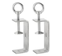 sourcing map 2 Pcs 304 Stainless Steel C Clamps 85mm Square Mini Tiger Clamp Adjustable Heavy Duty Metal U Clip with Eye Hook Screw for Woodworking Welding Mounting, Silver