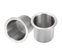 sourcing map 2 Pcs 304 Stainless Steel Drop-in Cup, 3.43" x 4.13" Drink Can Holder Poker Table Cup Holder Insert for Sofa Boat Car Marine, Silver