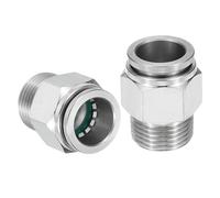 Sourcing Map 2 Pcs 304 Stainless Steel PC Male Straight 1/2" Tube OD x 3/8" NPT Push to Connect Pneumatic Fitting
