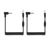 sourcing map 2 Pcs 3mm to Male Flash PC Sync Cable, Plug to Male Flash Sync Cord with Coiled Cord and Screw Lock 2.5mm(3P) to 2.5mm(4P) Suit for Camera/Photography Connector/Studio, Black