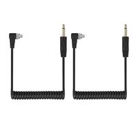 sourcing map 2 Pcs 3mm to Male Flash PC Sync Cable, Plug to Male Flash Sync Cord with Coiled Cord and Screw Lock 3.5mm(2P) to PC, Suit for Camera/Photography Connector/Studio, Black