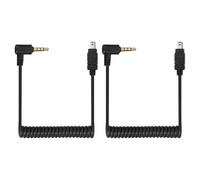 sourcing map 2 Pcs 3mm to Male Flash PC Sync Cable, Plug to Male Flash Sync Cord with Coiled Cord and Screw Lock 2.5mm(3P) to N3(8P), Suit for Camera/Photography Connector/Studio, Black