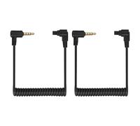 sourcing map 2 Pcs 3mm to Male Flash PC Sync Cable, Plug to Male Flash Sync Cord with Coiled Cord and Screw Lock 2.5mm(3P) to C3(3P), Suit for Camera/Photography Connector/Studio, Black