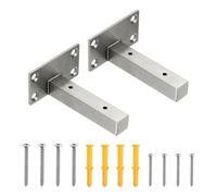 sourcing map 2 Pcs 4 Inch Heavy Duty Floating Shelf Bracket, Metal Shelf Brackets with Screw Wall Mount Shelves Support for DIY Home Storage, Silver