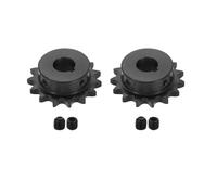 sourcing map 2 Pcs #40 Chain Roller Sprocket 3/4" Bore, 15 Tooth C45 Carbon Steel ANSI #40 Roller Sprocket Round Hole with Set Screws for ISO 08A Chain
