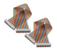 sourcing map 2 Pcs 40 Pin Flat Rainbow Ribbon Cable FC/FC Female Connector 1FT 2.54mm Pitch Breadboard Jumper Wires for Electronic Projects