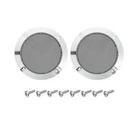sourcing map 2 Pcs 4inch Black Speaker Grill Mesh Metal Woofer Guard Protector Dust Cover Bright Silver Decorative Circle ABS Frame with Screws for Home Audio Car Speaker Replacement