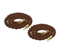 sourcing map 2 Pcs 6.6 Ft/2 m Twisted Stanchion Rope Barrier Rope with Hooks Coffee Golden