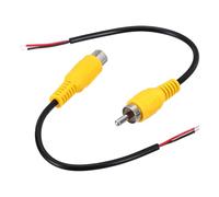 sourcing map 2 Pcs 6 Inch Flat RCA Male Female Plug Jack Connector Adapter to Bare Wire Open End Audio Video RCA Cable for Amplifier Speaker Wire