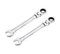 sourcing map 2 Pcs 7mm Flex-Head Ratcheting Combination Wrench Metric 72 Teeth 12 Point Rachet Box Ended Spanner Tools, Cr-V