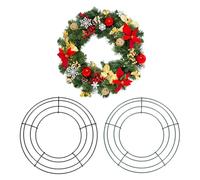 sourcing map 2 Pcs 8 Inch Wire Wreath Frames Metal Round Wire Frame for Floral Arrangements, Craft DIY Autumn Christmas Thanksgiving Wreath Supplies, Green/Black