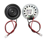 sourcing map 2 Pcs 8 Ohm Small Speaker, 0.5W 27mm Diameter Metal Shell Round Magnet Tiny Speaker with 100mm Terminal Wire Micro Internal for DVD, EVD, Mini Home Audio Loudspeaker