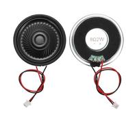 sourcing map 2 Pcs 8 Ohm Small Speaker, 2W 50mm Diameter Metal Shell Round Magnet Tiny Speaker with 100mm Terminal Wire Micro Internal for DVD, EVD, Mini Home Audio Loudspeaker