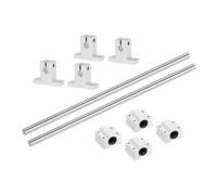 sourcing map 2 Pcs 8mm x 250mm Linear Motion Rail Shaft Slide Guide with 4 Pcs SCS8UU Bearings and 4 Pcs SK8 Rail Support Linear Motion Rod Shaft Guide Set for CNC Machine 3D Printer, Silver