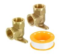 sourcing map 2 Pcs 90 Degree Drop Ear Elbow, PT1/2 Inch Female x PT1/2 Inch Female Brass Plumbing Fittings, Pipe Connector with Base Plate for Air Water Fuel Pipe