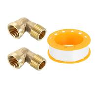 sourcing map 2 Pcs 90 Degree Elbow, PT1/2 Inch Male x PT1/2 Inch Female Brass Right Angle Pipe Fitting, Connector for Fluid Gas Fuel Oil Pipe, 34x34mm