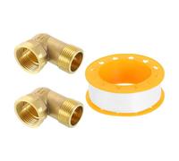 sourcing map 2 Pcs 90 Degree Elbow, PT3/4 Inch Male x PT3/4 Inch Female Brass Right Angle Pipe Fitting, Connector for Fluid Gas Fuel Oil Pipe, 54x37mm