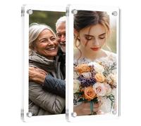 sourcing map 2 Pcs Acrylic Fridge Magnetic Frame 2.8 x 4.7 Inch Clear Square Fridge Magnets Double Sided Magnetic Picture Photo Frames Refrigerator for Fujifilm Mini Picture