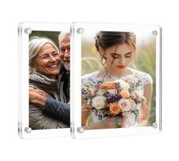 sourcing map 2 Pcs Acrylic Fridge Magnetic Frame 3.9 x 3.9 Inch Clear Square Fridge Magnets Double Sided Magnetic Picture Photo Frames Refrigerator for Fujifilm Mini Picture