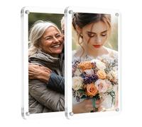sourcing map 2 Pcs Acrylic Fridge Magnetic Frame 3.9 x 5.9 Inch Clear Square Fridge Magnets Double Sided Magnetic Picture Photo Frames Refrigerator for Fujifilm Mini Picture