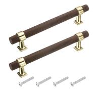 sourcing map 2 Pcs Adjustable Wood Drawer Pulls t Bar 128mm/5 Hole Center Dresser Drawer Knobs Double Hole Furniture Pull Handles with Screws for Home Kitchen Room, Gold/Black