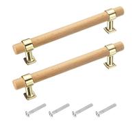 sourcing map 2 Pcs Adjustable Wood Drawer Pulls T Bar 128mm/5 Hole Center Dresser Drawer Knobs Double Hole Furniture Pull Handles with Screws for Home Kitchen Room, Gold