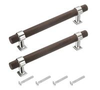 sourcing map 2 Pcs Adjustable Wood Drawer Pulls T Bar 128mm/5 Hole Center Dresser Drawer Knobs Double Hole Furniture Pull Handles with Screws for Home Kitchen Room, Silver/Black