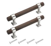 sourcing map 2 Pcs Adjustable Wood Drawer Pulls T Bar 96mm/3.8" Hole Center Dresser Drawer Knobs Double Hole Furniture Pull Handles with Screws for Home Kitchen Room, Silver/Black