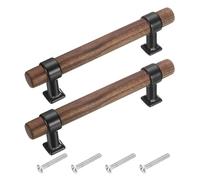 sourcing map 2 Pcs Adjustable Wood Drawer Pulls T Bar 96mm/3.8" Hole Center Dresser Drawer Knobs Double Hole Furniture Pull Handles with Screws for Home Kitchen Room, Black