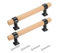 sourcing map 2 Pcs Adjustable Wood Drawer Pulls T Bar 96mm/3.8" Hole Center Dresser Drawer Knobs Double Hole Furniture Pull Handles with Screws for Home Kitchen Room, Black/Gold