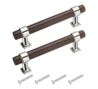 sourcing map 2 Pcs Adjustable Wood Drawer Pulls T Bar 96mm/3.8" Hole Center Dresser Drawer Knobs Double Hole Furniture Pull Handles with Screws for Home Kitchen Room, Silver/Dark Brown