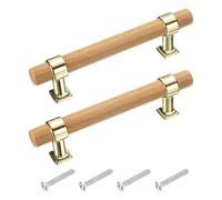 sourcing map 2 Pcs Adjustable Wood Drawer Pulls T Bar 96mm/3.8" Hole Center Dresser Drawer Knobs Double Hole Furniture Pull Handles with Screws for Home Kitchen Room, Gold