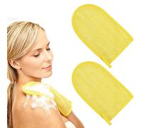 sourcing map 2 Pcs African Net Sponge Exfoliating Glove, Nylon Bath Exfoliating Mitts, African Net Gloves Body Scrubber for Women Men Daily Use Skin Care Bathroom Travel, Yellow