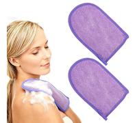 sourcing map 2 Pcs African Net Sponge Exfoliating Glove, Nylon Bath Exfoliating Mitts, African Net Gloves Body Scrubber for Women Men Daily Use Skin Care Bathroom Travel, Purple
