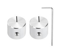 sourcing map 2 Pcs Aluminium Potentiometer Knobs, 1/4"(6.4mm) IDx5/8"(15mm) ODx1/2"(12.5mm) Height Universal Volume Tone Control Knobs for Guitar, Bass, Straight Line Indicator, Silver