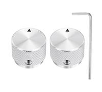 sourcing map 2 Pcs Aluminium Potentiometer Knobs, 1/4"(6.4mm) IDx7/8"(20mm) ODx5/8"(15.5mm) Height Universal Volume Tone Control Knobs for Guitar, Bass, Arrow Indicator, Silver