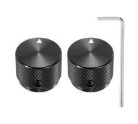 sourcing map 2 Pcs Aluminium Potentiometer Knobs, 1/4"(6.4mm) IDx7/8"(20mm) ODx5/8"(15.5mm) Height Universal Volume Tone Control Knobs for Guitar, Bass, Arrow Indicator, Black