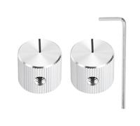 sourcing map 2 Pcs Aluminium Potentiometer Knobs, 1/4"(6mm) IDx5/8"(15mm) ODx1/2"(12.5mm) Height Universal Volume Tone Control Knobs for Guitar, Bass, Straight Line Indicator, Silver