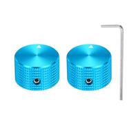 sourcing map 2 Pcs Aluminium Potentiometer Knobs, 1/4" (6mm) Universal Volume Tone Control Knobs for Guitar, Bass, Grid 5/8" Blue