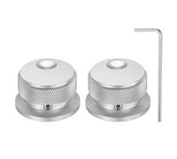 sourcing map 2 Pcs Aluminium Potentiometer Knobs, 1/4" (6mm) Universal Volume Tone Control Knobs with Oval Groove Indicator for Guitar, 4/5" Silver(34x20mm)