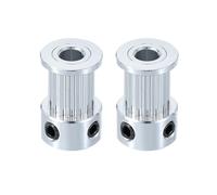 sourcing map 2 Pcs Aluminum 16 Teeth 5mm Bore 10mm Width Timing Belt Pulley Wheel Idler Pulley Synchronous Wheels Gear Part for 3D Printer, Silver