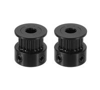 sourcing map 2 Pcs Aluminum 20 Teeth 5mm Bore 6mm Width Timing Belt Pulley Wheel Idler Pulley Synchronous Wheels Gear Part for 3D Printer, Black