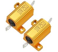 sourcing map 2 Pcs Aluminum Case Resistor 10W 25 Ohm Wirewound for LED Converter with Rod Post 10W25RJ